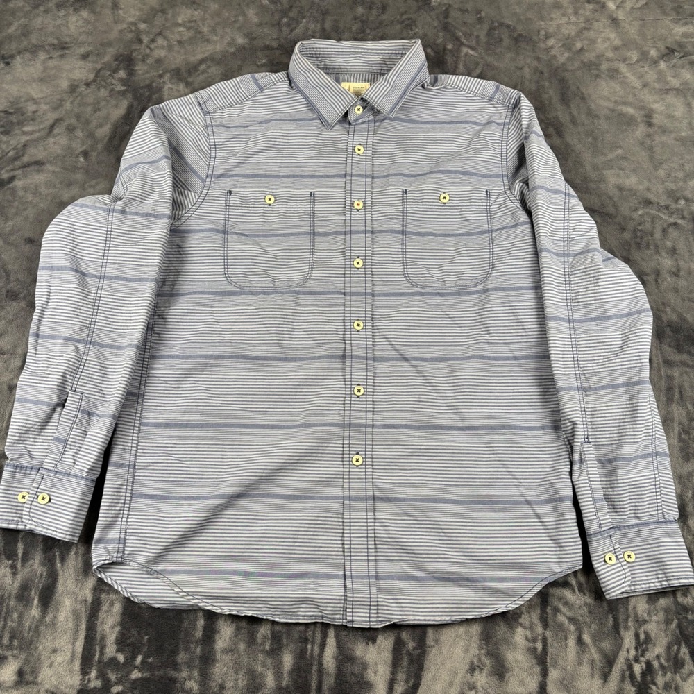 Howe Button Down Shirt Mens Medium Blue Striped Long Sleeve Creative Workforce